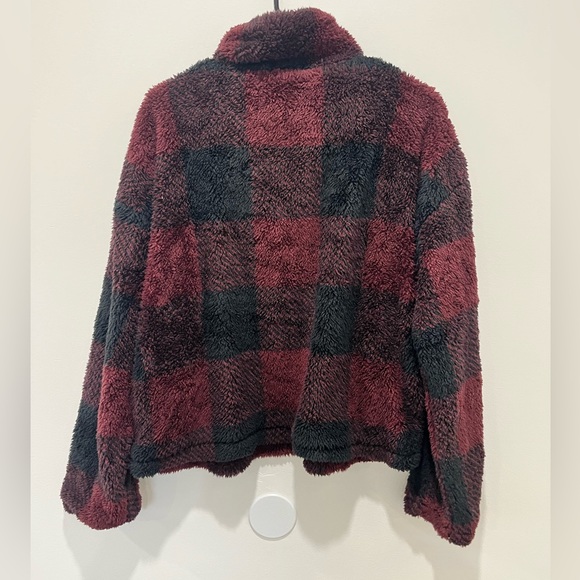 Francescas Collections Plaid Fleece Pullover Jacket Womens Medium - Picture 9 of 13